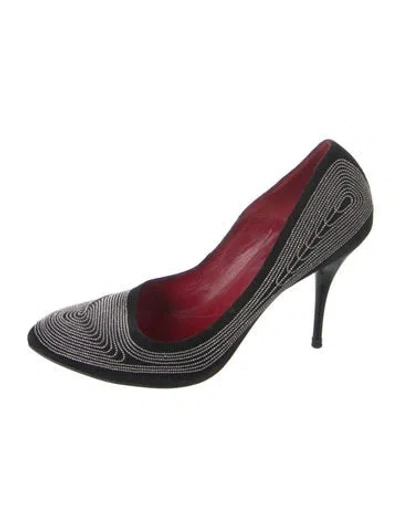 Pre-owned Cesare Paciotti Suede Patterned Pumps In Black