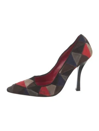Pre-owned Cesare Paciotti Suede Printed Pumps In Red