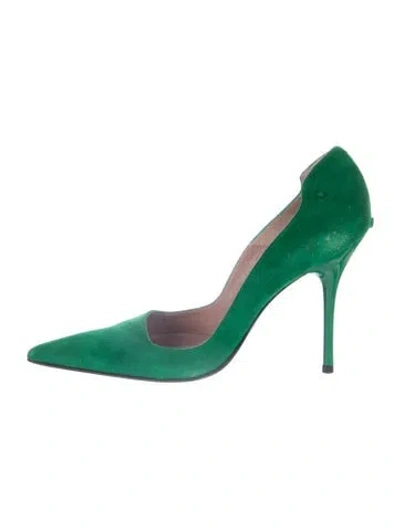 Pre-owned Cesare Paciotti Suede Pumps In Green
