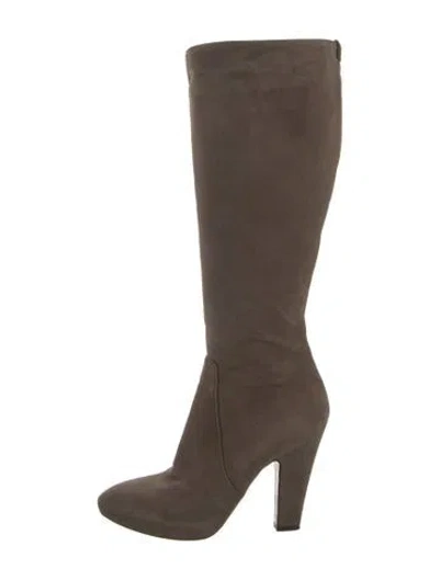 Pre-owned Cesare Paciotti Suede Studded Accents Boots In Neutrals