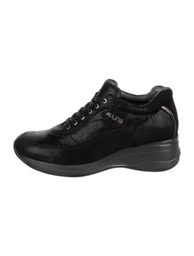 Pre-owned Cesare Paciotti Suede Wedge Sneakers In Black