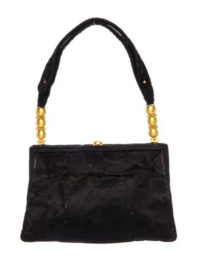 Pre-owned Cesare Paciotti Velvet Shoulder Bag In Black