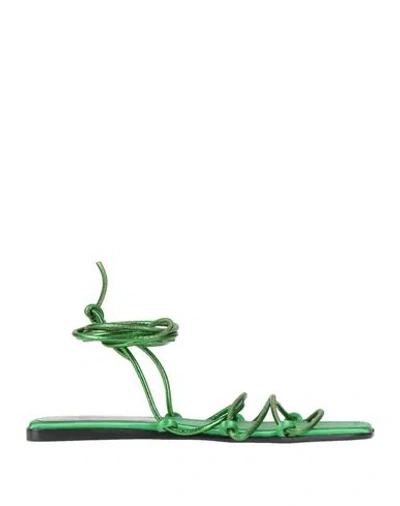 Cesare Paciotti Woman Sandals Emerald Green Size 11 Leather