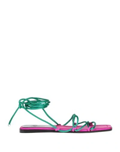 Cesare Paciotti Woman Sandals Emerald Green Size 7 Textile Fibers In Green