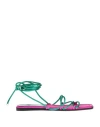 Cesare Paciotti Woman Sandals Emerald Green Size 7 Textile Fibers In Green
