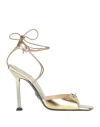 Cesare Paciotti Woman Sandals Gold Size 7.5 Leather In Gold