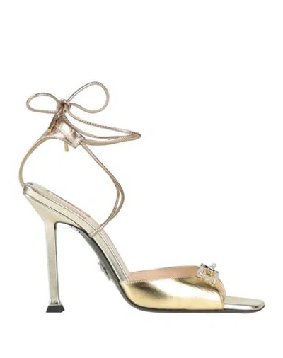 Cesare Paciotti Woman Sandals Gold Size 7.5 Leather