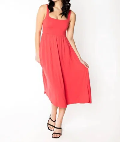 C'est Moi Clothing Co Bamboo Midi Dress With Pockets In Teaberry