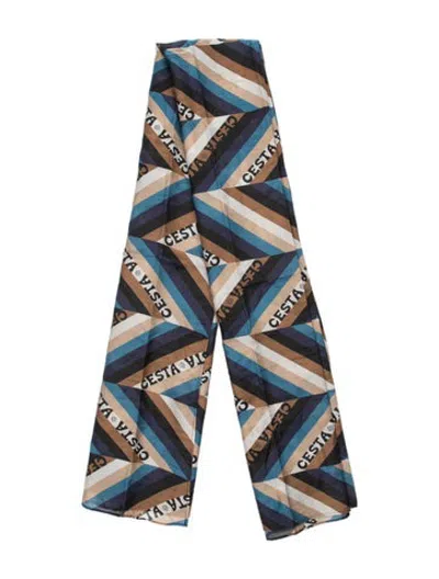 Pre-owned Cesta Collective Graphic Print Scarf In Blue
