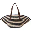 Cesta Collective Large Raffia Taco Tote In Navy Breton