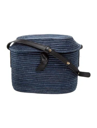 Pre-owned Cesta Collective Raffia Belt Bag In Blue
