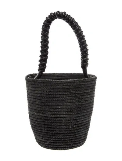 Pre-owned Cesta Collective Raffia Bucket Bag In Black