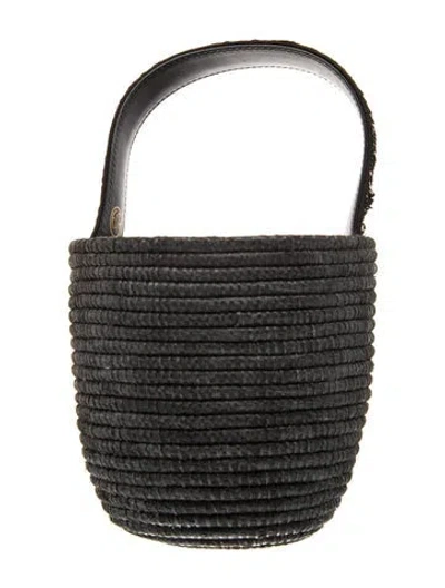 Pre-owned Cesta Collective Raffia Bucket Bag In Black