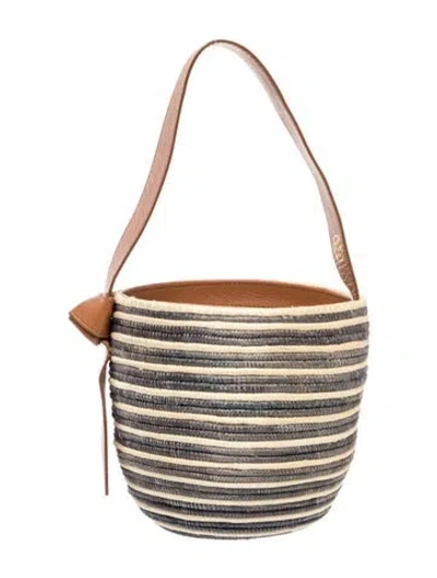 Pre-owned Cesta Collective Raffia Bucket Bag In Neutral