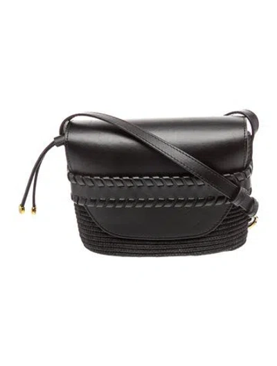Pre-owned Cesta Collective Raffia Crossbody Bag In Black