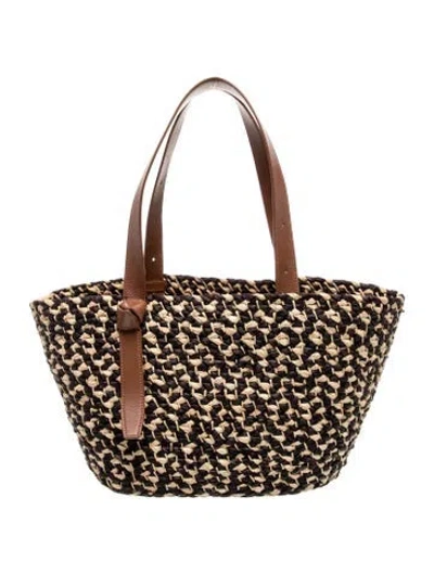 Pre-owned Cesta Collective Raffia Tote In Brown