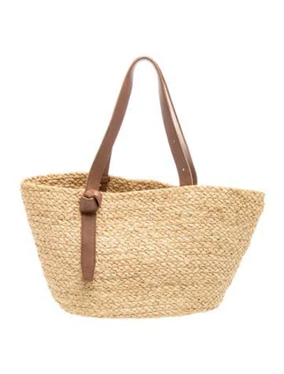 Pre-owned Cesta Collective Raffia Tote In Neutral