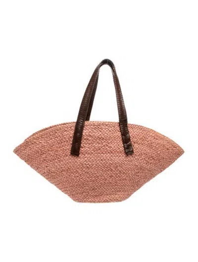 Pre-owned Cesta Collective Raffia Tote In Pink