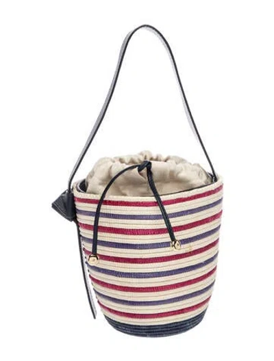 Pre-owned Cesta Collective Straw Bucket Bag In Blue