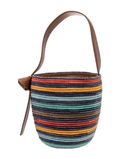 Pre-owned Cesta Collective Straw Bucket Bag In Blue
