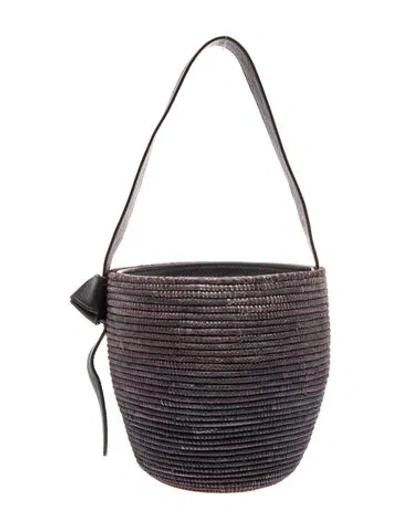 Pre-owned Cesta Collective Straw Bucket Bag In Blue