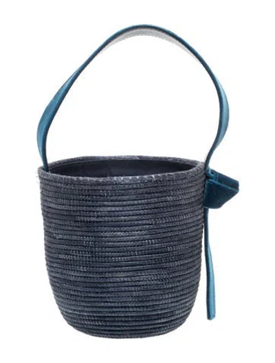 Pre-owned Cesta Collective Straw Bucket Bag In Blue