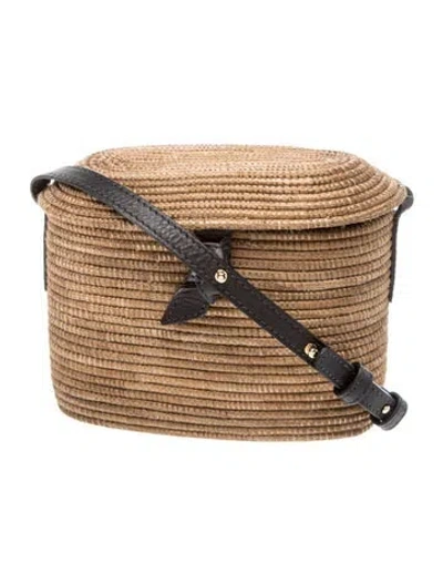 Pre-owned Cesta Collective Straw Bucket Bag In Brown