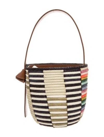 Pre-owned Cesta Collective Straw Bucket Bag In Neutral