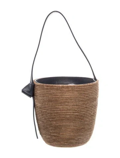 Pre-owned Cesta Collective Straw Bucket Bag In Neutral