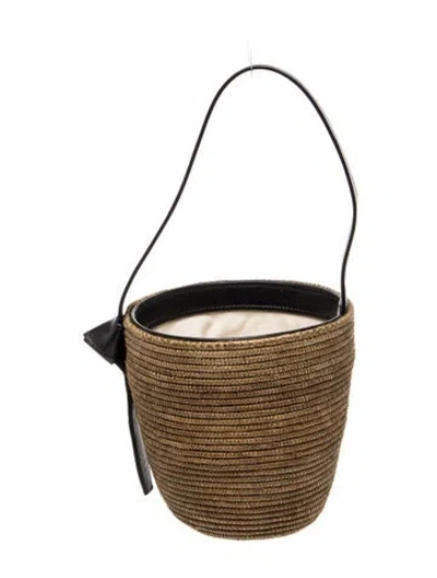 Pre-owned Cesta Collective Straw Bucket Bag In Neutrals