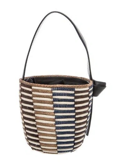 Pre-owned Cesta Collective Straw Bucket Bag In Neutrals