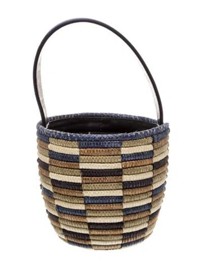 Pre-owned Cesta Collective Straw Bucket Bag In Neutrals
