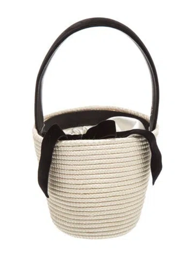 Pre-owned Cesta Collective Straw Bucket Bag In White
