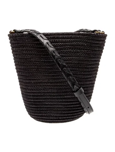 Pre-owned Cesta Collective Straw Crossbody Bag In Black