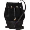 Cesta Collective Suede And Sisal Drawstring Bucket Bag In Black