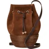 Cesta Collective Suede And Sisal Drawstring Bucket Bag In Brown