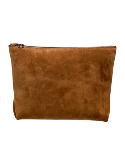 Pre-owned Cesta Collective Suede Clutch In Brown