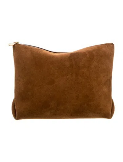 Pre-owned Cesta Collective Suede Portfolio In Brown