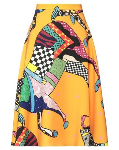 Cettina Bucca Woman Midi Skirt Orange Size 8 Polyester, Elastane