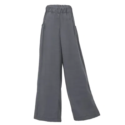 Ceva Cu Dichis Women's Elastic Waist Trousers Light Grey Vegan Silk In Gray