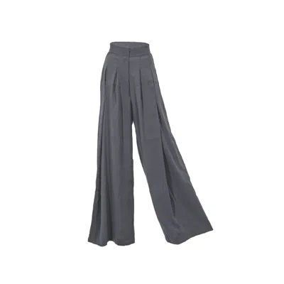 Ceva Cu Dichis Women's High Waist Trousers In Grey Vegan Silk In Gray