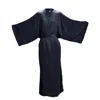 Ceva Cu Dichis Women's Long Kimono Black Vegan Silk In Blue