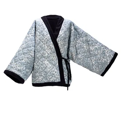Ceva Cu Dichis Women's Reversible Fleece Leopard Kimono Jacket Grey– Limited Edition In Gray