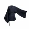 Ceva Cu Dichis Women's Short Kimono Black Vegan Silk In Black