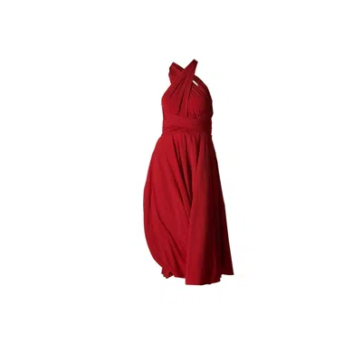 Ceylan Bcn Women's Pink / Purple / Red Cocktail Midi Dress Burgundy In Pink/purple/red
