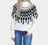 Cezele Aztec Tassel Turtleneck Sweater In White