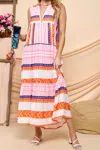 Cezele Bohemian Sleeveless Maxi Dress In Multi In Multi