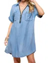 Cezele Celia Mini Tunic Dress In Medium Wash In Multi