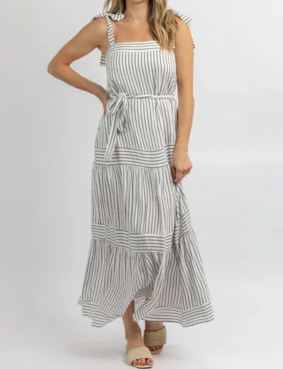 Cezele Coastline Tie Belt Maxi Dress In White In Grey