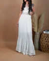 Cezele Head Over Heels Tiered Maxi Dress In White
